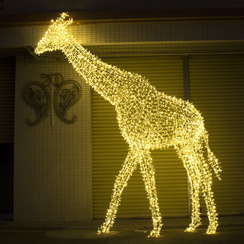 3D Moose Deer Reindeer Decorative Lighting Custom Large Christmas Street Commercial Decoration Metal Frame Animals Motif Lights
