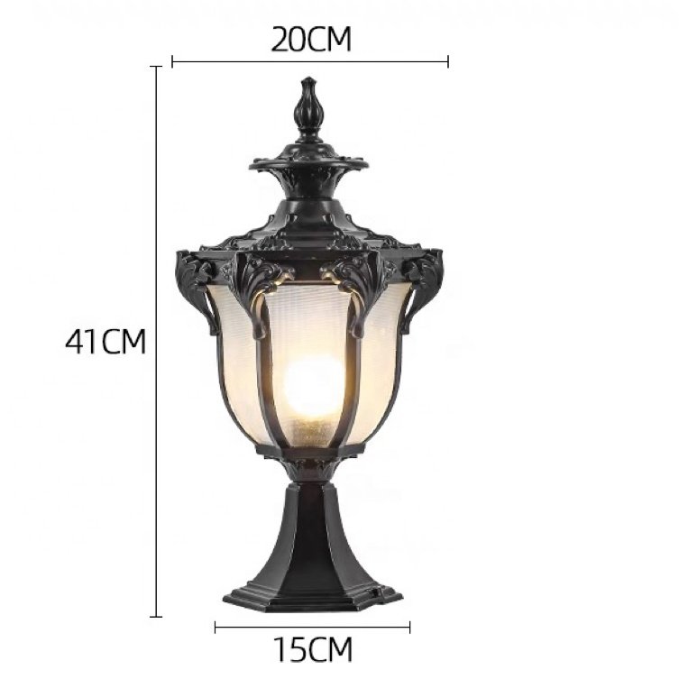 Outdoor Solar Powered Light Sensor LED Wall Pillar Chapiter Post Lamp for Garden Courtyard Landscape Patio Gate Decoration