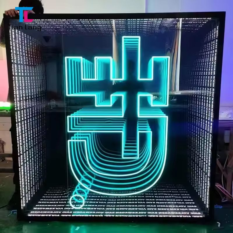 Custom Company logo Design Magic 3D Infinity Flexible Led Illuminated Sign for Business Advertising Decoration