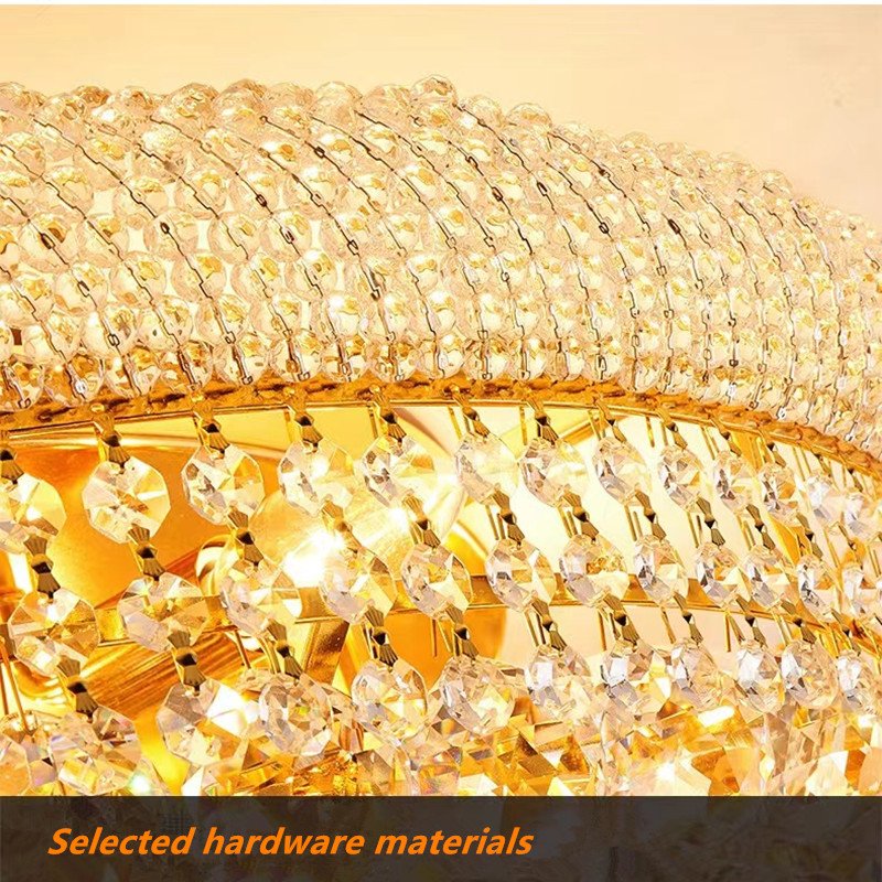 24 Inches Hanging Hotel Gold Round Classic Ceiling Pendant Light Crystal Chandelier