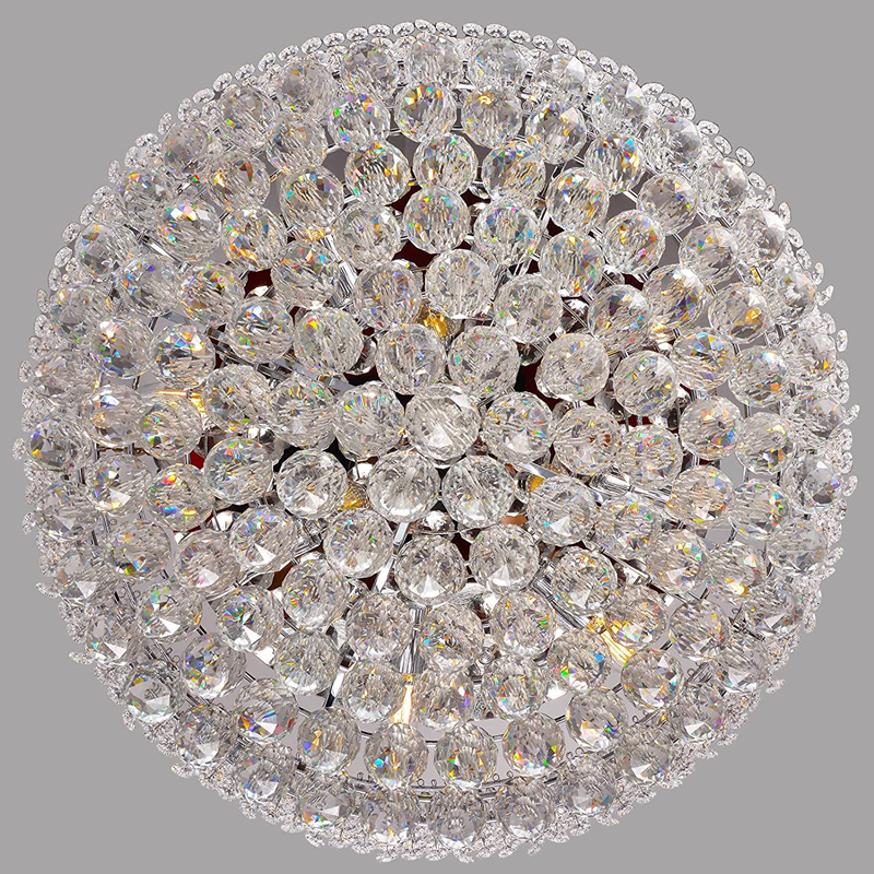 24 Inches Hanging Hotel Gold Round Classic Ceiling Pendant Light Crystal Chandelier