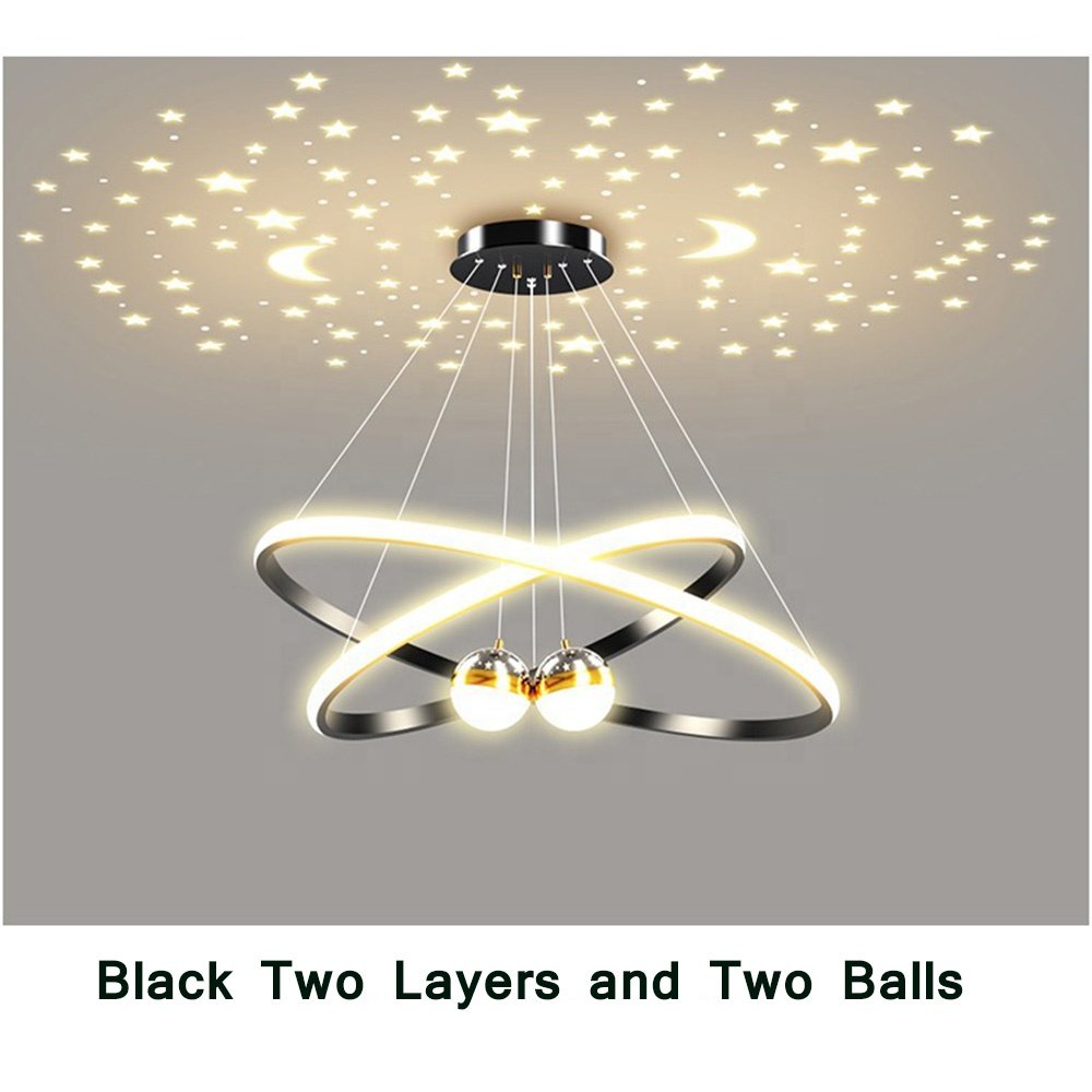 LED Simple Dining Room Bedroom Living Room Indoor Decoration Pendant Lights Modern Luxurious Star Projection Chandelier Light