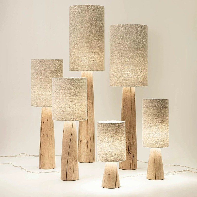 Multi-size Wooden Cloth Lampshade Column Corner Floor Lamp Simple Floor Lamp Nordic Family Iiving Room Bedroom Study Villa Hotel