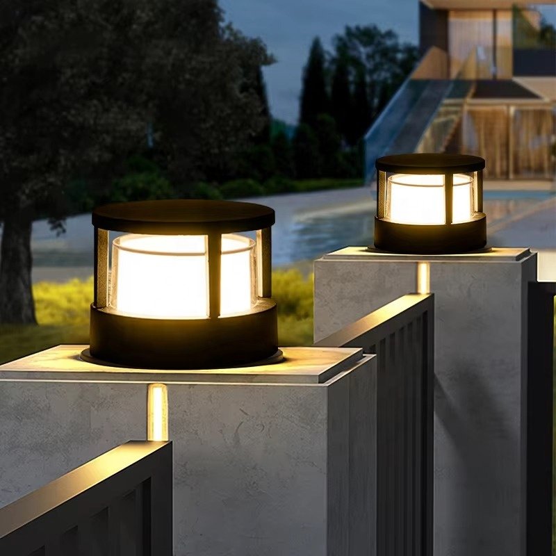 Outdoor Aluminium LED Bollard Light IP65 Waterproof round Shape 110V/220V E27 Base Garden Pillar Light of 5W/7W