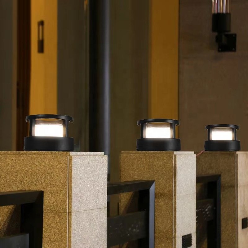 Outdoor Aluminium LED Bollard Light IP65 Waterproof round Shape 110V/220V E27 Base Garden Pillar Light of 5W/7W