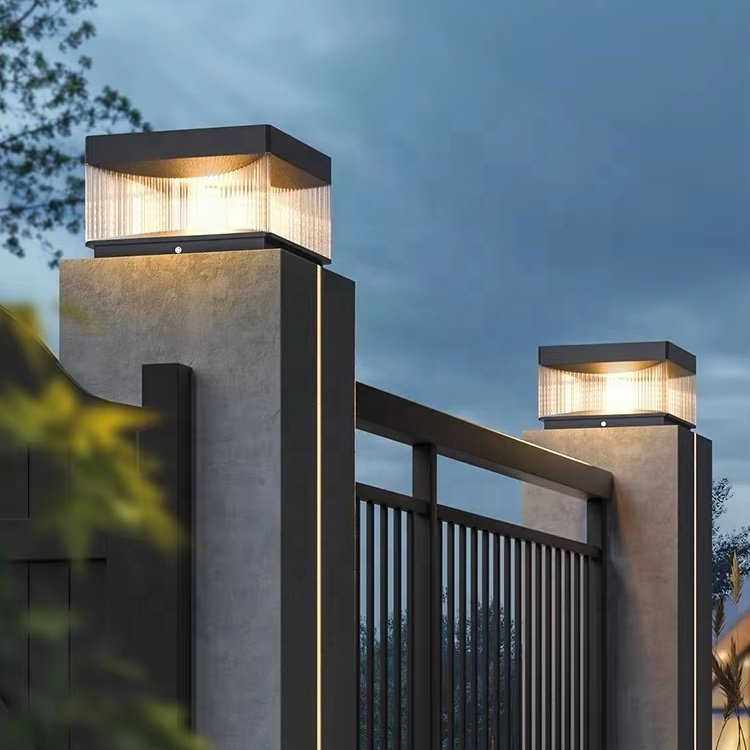 Modern Pillar Lamp Stable Glass Lampshade Decoration Ip54 Post Lamps Outdoor Light Fixture for Pillar LED Main Door Pillar Lamp