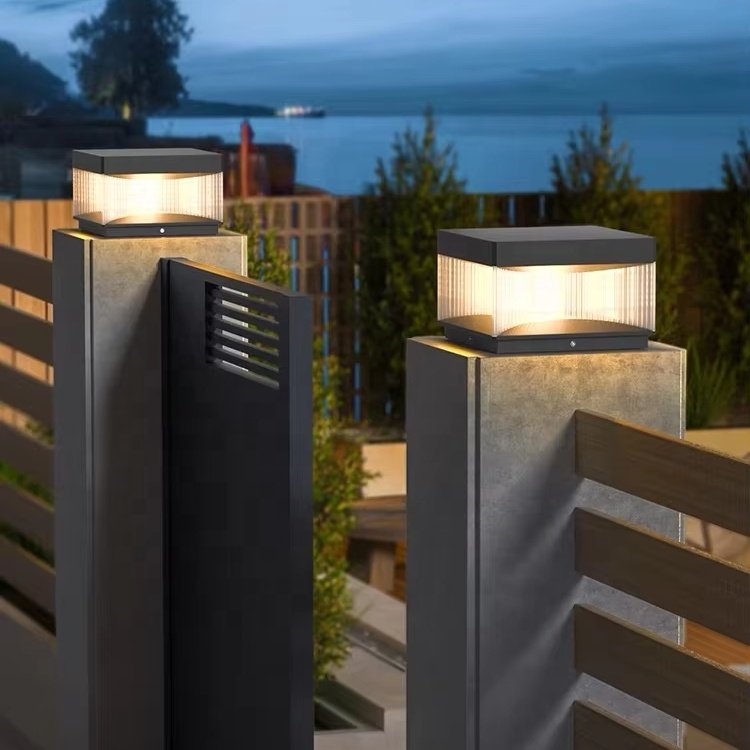 Modern Pillar Lamp Stable Glass Lampshade Decoration Ip54 Post Lamps Outdoor Light Fixture for Pillar LED Main Door Pillar Lamp