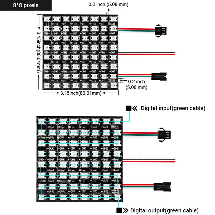 Flexible Pixel RGB LED Matrix WS2812B Programmable Panel Light