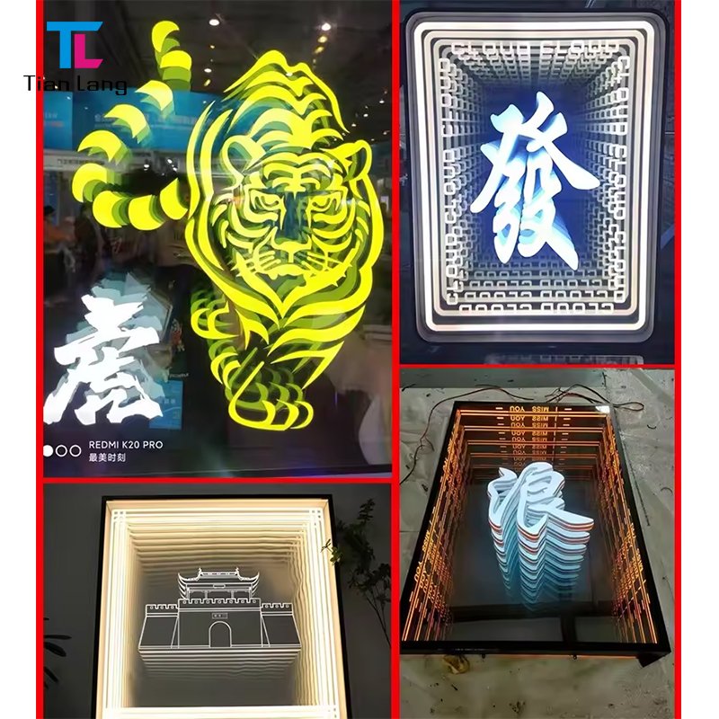 Custom Neon Sign Multicolor Acrylic Thousand Layer Abyss Mirror Led Neon Light Sign for Advertising