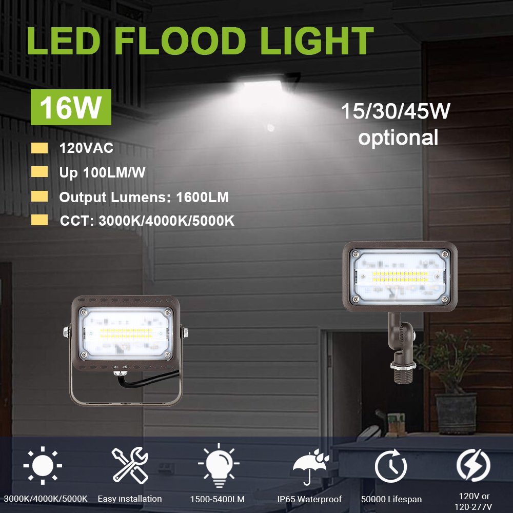Flood Lighting 30W Mini LED Floodlight 30W 5000K 3100 lm 120/277V Dark Bronze Finish