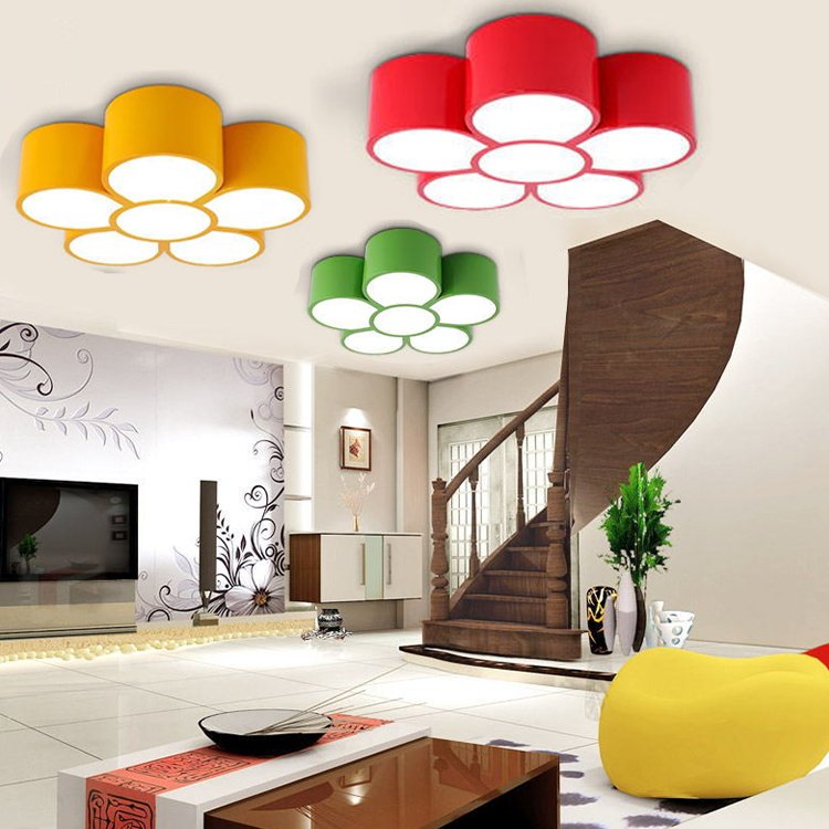 Cartoon Bedroom Ceiling Lights LED Colorful Flowers White Light Early Education Center Kindergarten Decorative Chandeliers