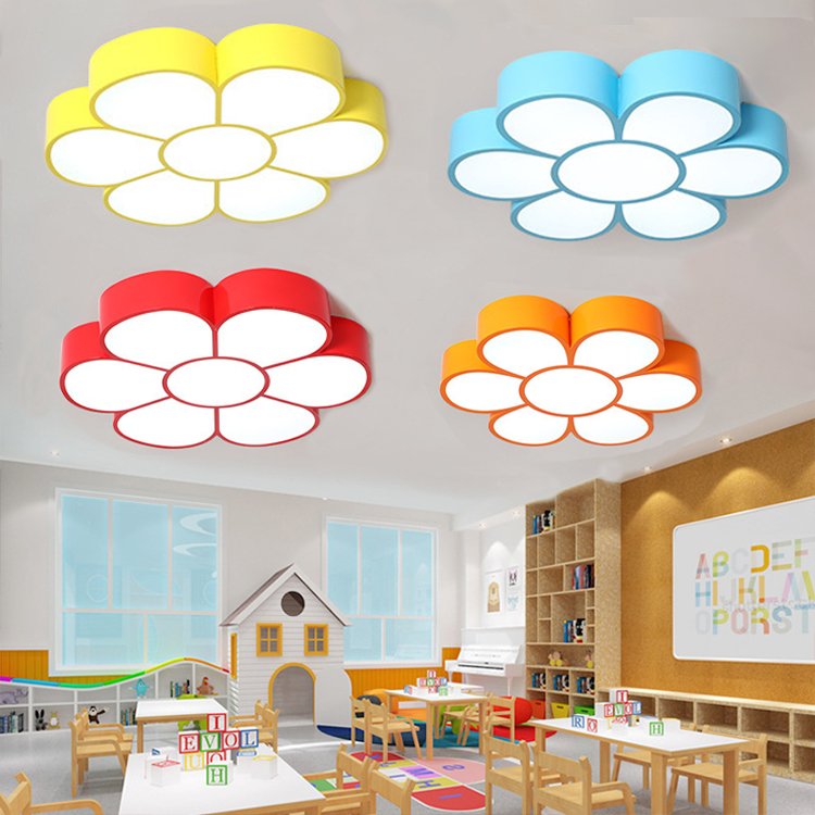 Cartoon Bedroom Ceiling Lights LED Colorful Flowers White Light Early Education Center Kindergarten Decorative Chandeliers