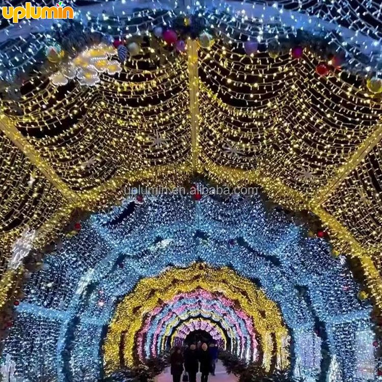 Uplumin Outdoor 3D Led Christmas Heart-shaped Arch Lighting Tunnel Exterior Winter Wonderland Christmas Display Motif Light