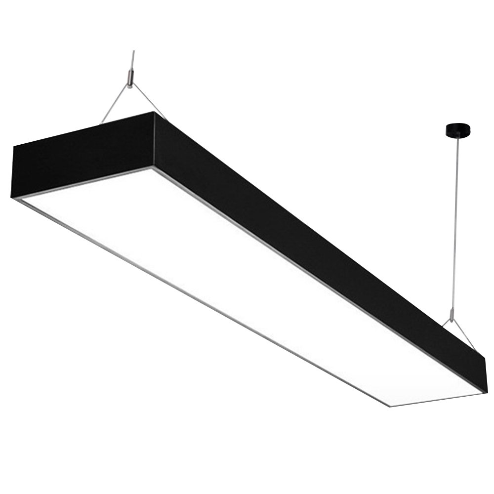 Architectural Linear Pendant Light Black White Profile Low EMF UGR 19 4500K 24w 4ft LED Linear Panel Light