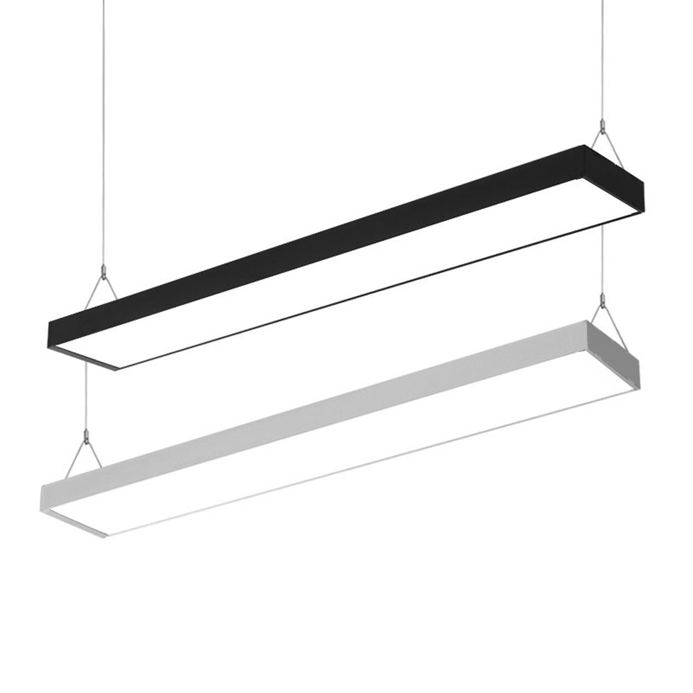 Architectural Linear Pendant Light Black White Profile Low EMF UGR 19 4500K 24w 4ft LED Linear Panel Light