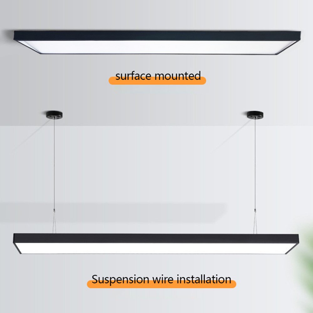 Architectural Linear Pendant Light Black White Profile Low EMF UGR 19 4500K 24w 4ft LED Linear Panel Light