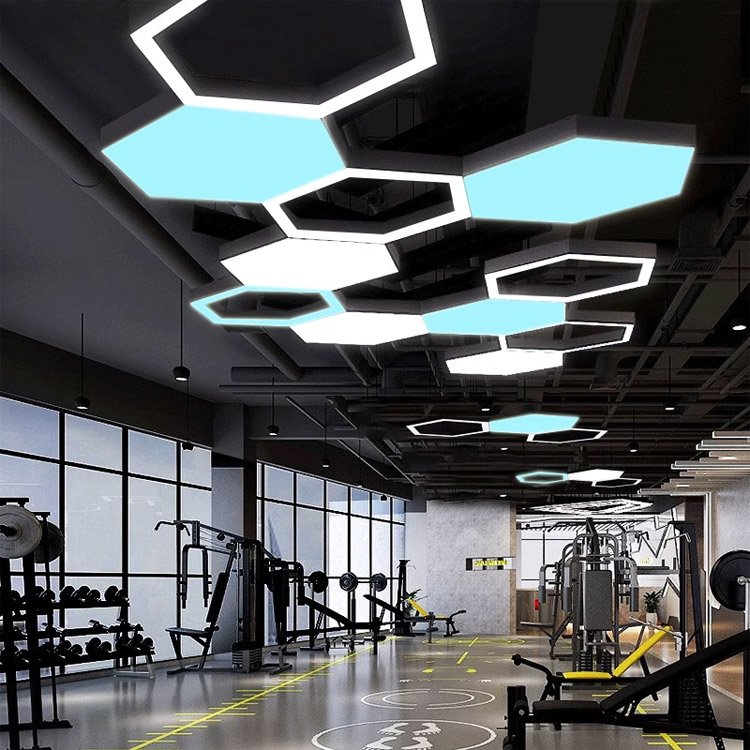 Modern Hexagon Chandelier Lighting Led Pendant Lamp 50cm 60cm 80cm Hexagonal Pendant Light Linear Lights for Office Supermarket