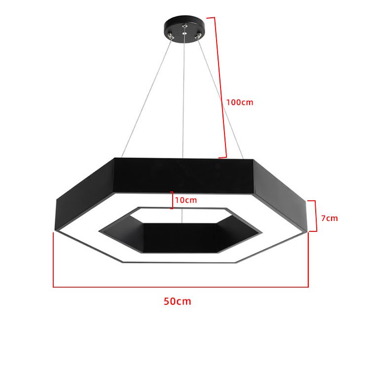 Modern Hexagon Chandelier Lighting Led Pendant Lamp 50cm 60cm 80cm Hexagonal Pendant Light Linear Lights for Office Supermarket