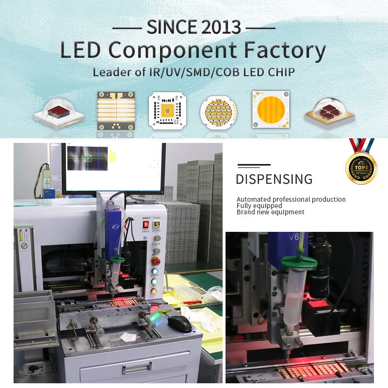 High-Power 180W UV LED Light 4050 SMD Quartz Lens Chip 620nm/460nm/520nm/2700K /6500K Five Color COB LED Chips