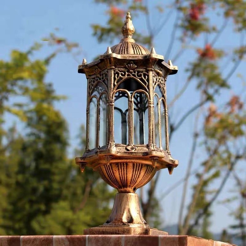 Outdoor Aluminum Pillar Lights Waterproof Post Solar Powered Led Gate Light 110V 220V Luminous White Acrylic Body Lamp Item Warm