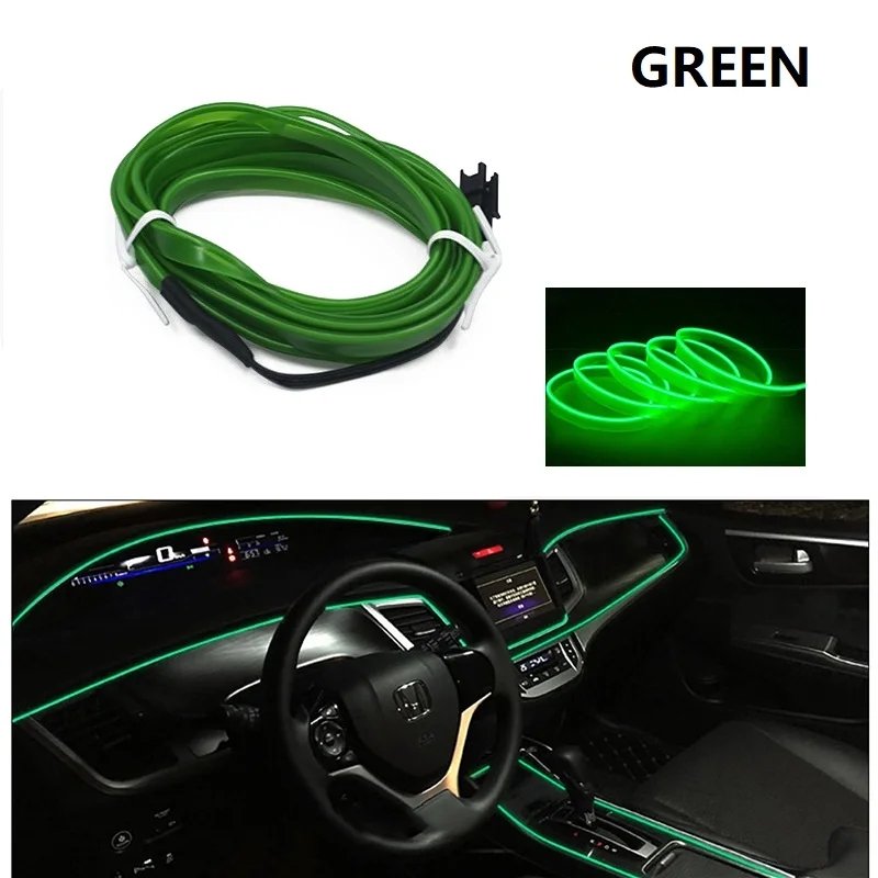 Car Interior Decorative Lamps Strips Atmosphere Lamp Cold Light Decorative Dashboard Console Auto LED Ambient Lights 1/2/3/4/5m