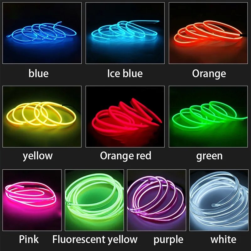 Car Interior Decorative Lamps Strips Atmosphere Lamp Cold Light Decorative Dashboard Console Auto LED Ambient Lights 1/2/3/4/5m