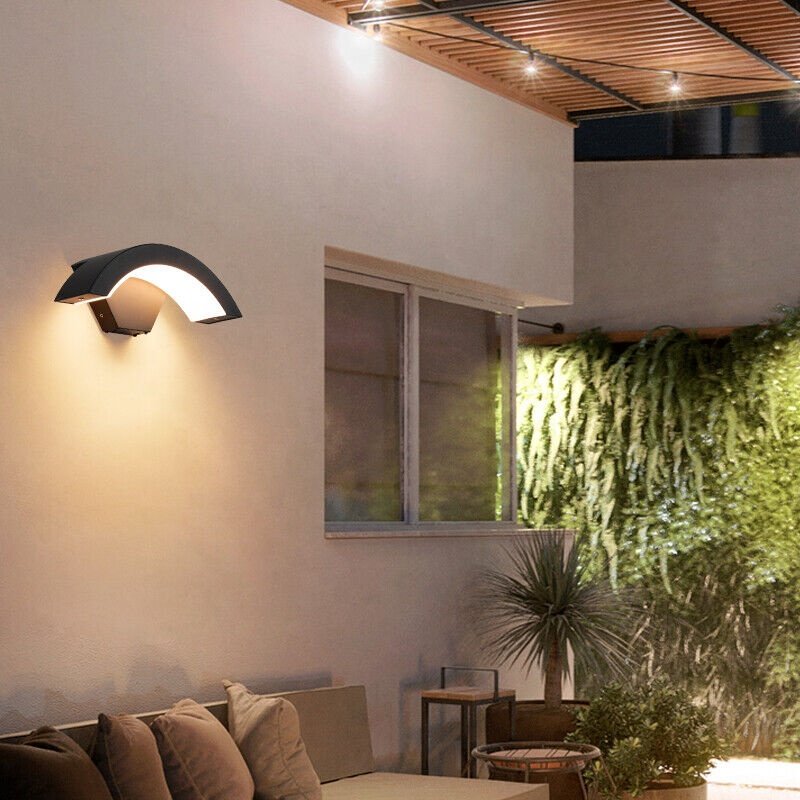 Smart Wifi Wall Sconces APP Control Dimmable RGB 2700K-6500K Colour Changing Wall Lamp 9W Black Indoor/Outdoor IP65 Porch Lights