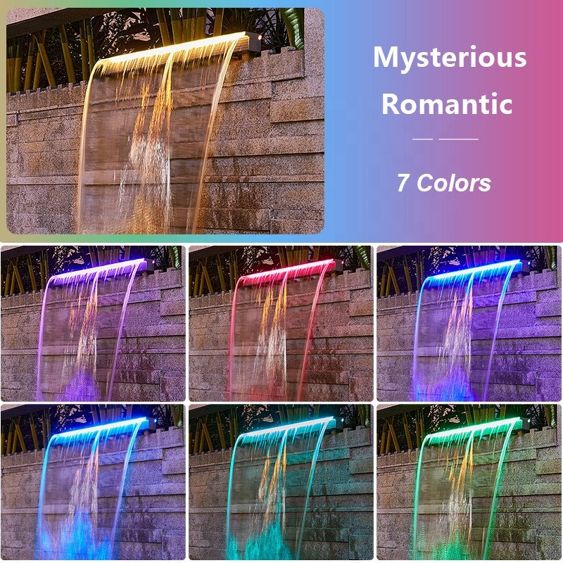 12W Outdoor Garden LED Strip Lights PVC Acrylic Waterfall Wall with Remote Control for Swimming Fountain Pond Pool Lights