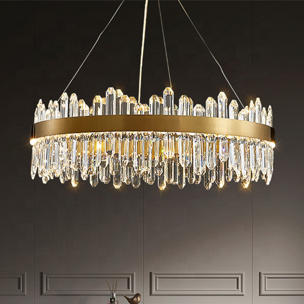 Post-modern Light Luxury Living Room Glass Pendant Light Creative Round Led Crystal Chandeliers for Villa Restaurant Redroom