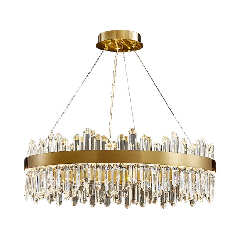 Post-modern Light Luxury Living Room Glass Pendant Light Creative Round Led Crystal Chandeliers for Villa Restaurant Redroom