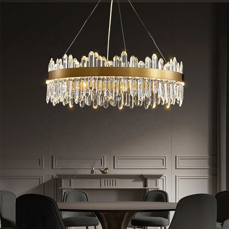 Post-modern Light Luxury Living Room Glass Pendant Light Creative Round Led Crystal Chandeliers for Villa Restaurant Redroom