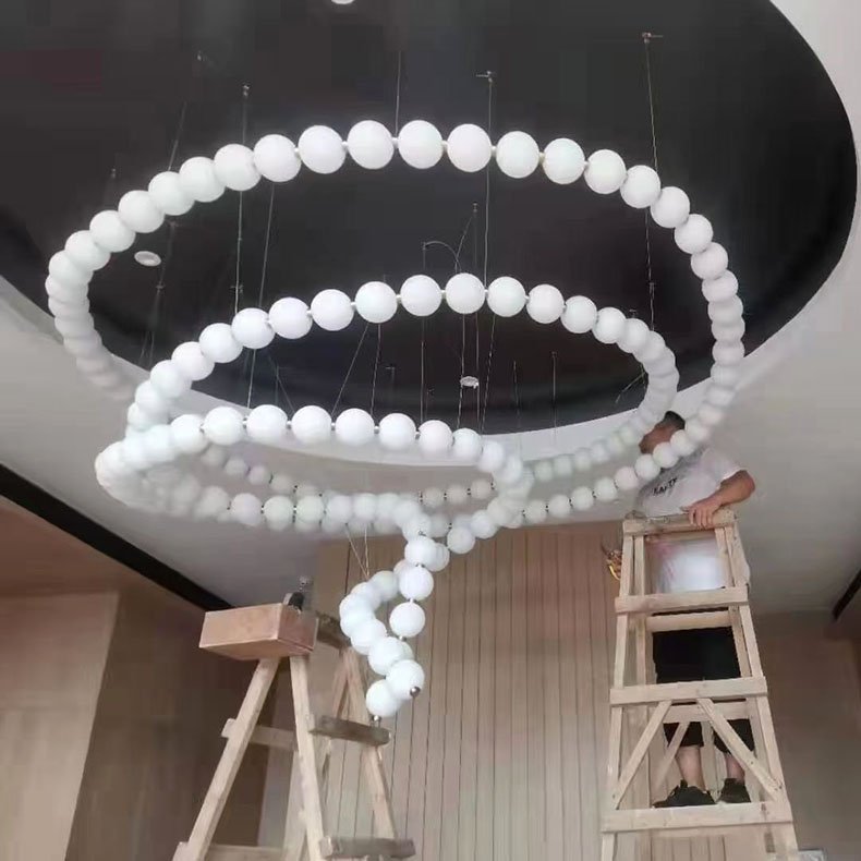 Modern Luxury Chandelier Ring Lamp Circle Ceiling Lights for Hotel Living Room Led Chandelier Simple Ring Shape Pendant Light