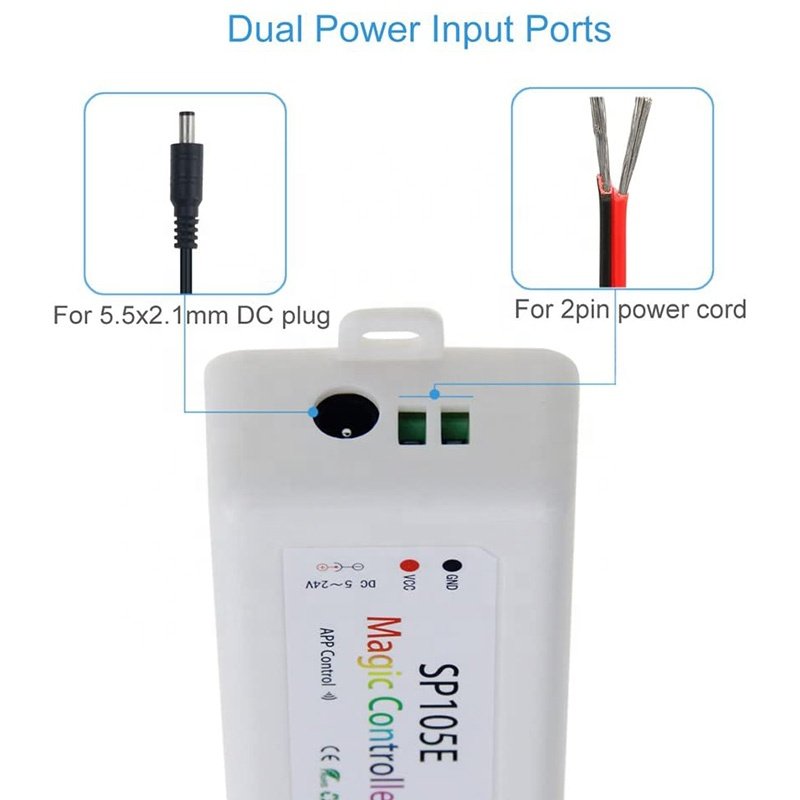 SP105E Blue Tooth Magic LED Light Controller for WS2811 WS2812B WS2801 SK6812 Addressable Programmable Pixel LED Strip