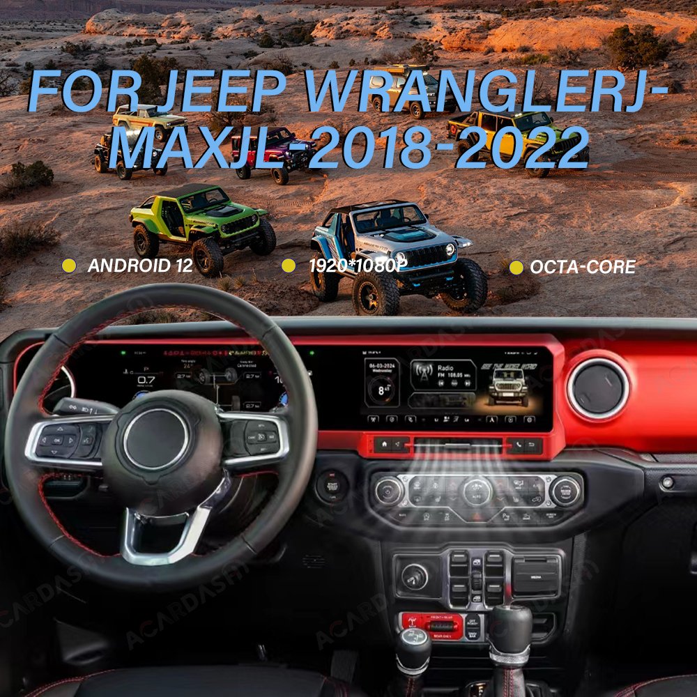 12.3'' ACARDASH Android Car Radio and Digital Dashboard for Jeep Wrangler J-MAX JL 2018-2022 Cluster Instrument Speed Meter