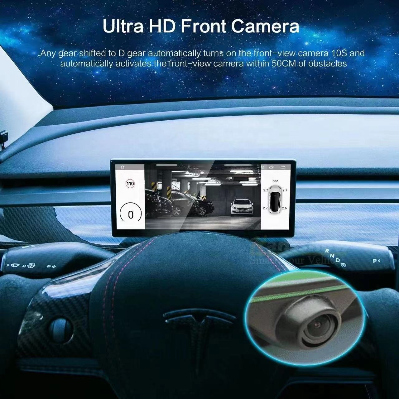 For Tesla Model 3 Y Car Dash Board 10.25 Inch IPS Screen HD LCD Meter Heads up Display Wireless Carplay HUD Accessories