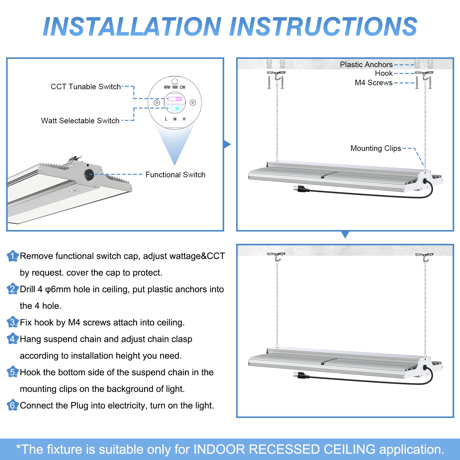 Led Linear High Bay Light up to 135lm/w 160w 300w 400w Low Ugr Anti Glare Lens 120-277v 347v 480v Shenzhen Factory Wholesale