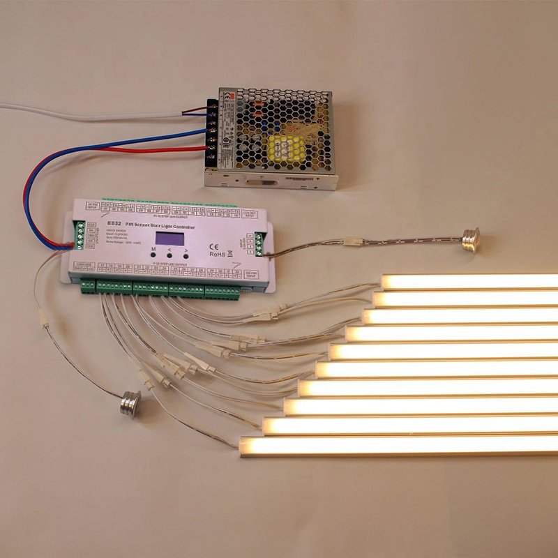 100W Multi-function RGBW Steps Light Controller DC12V Staircase Lights with Sensor Indoor Smart Motion Sensor LED Stair Lamp