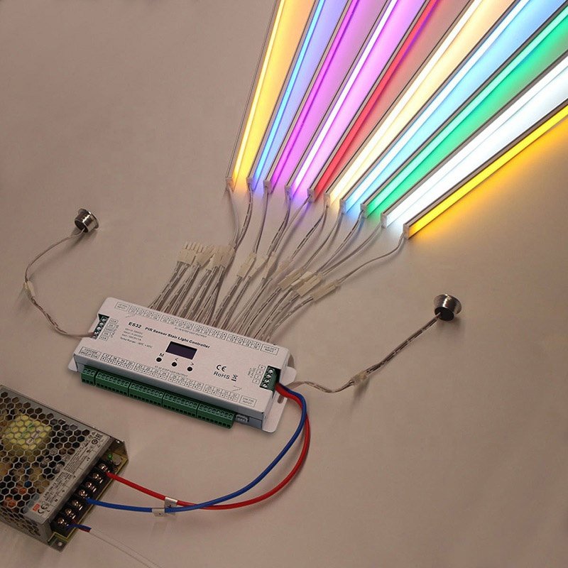 100W Multi-function RGBW Steps Light Controller DC12V Staircase Lights with Sensor Indoor Smart Motion Sensor LED Stair Lamp