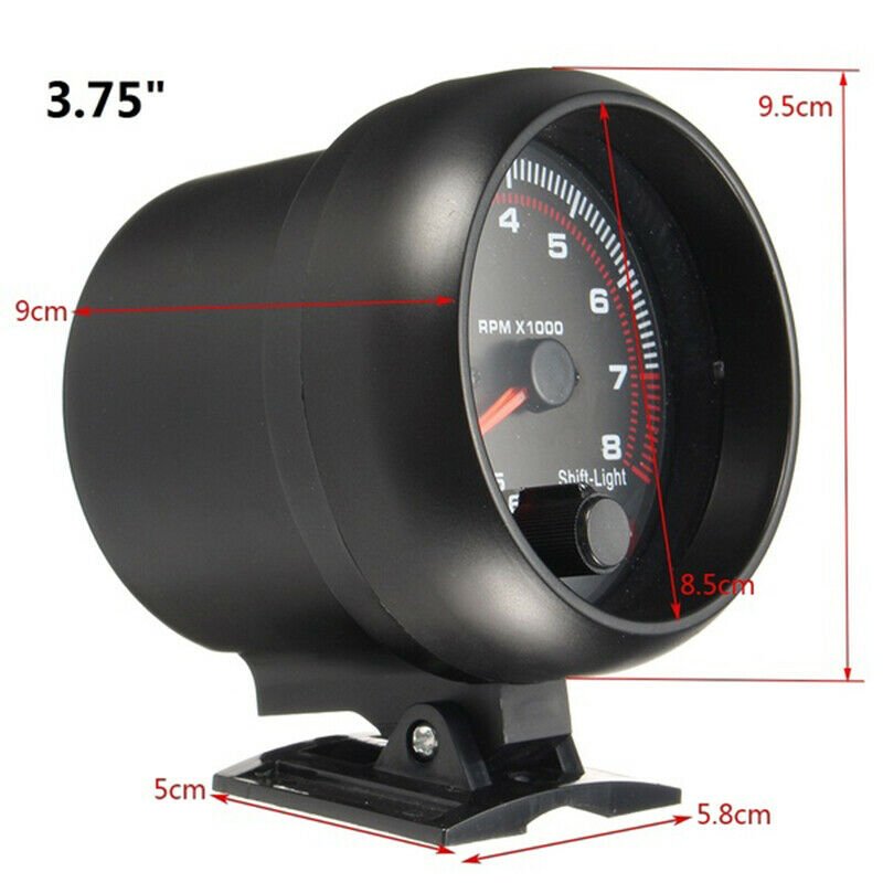 C0405 3.75Inch Universal Car Tachometer Tacho Gauge Meter LED Shift Light 0-8000 RPM