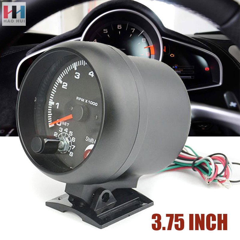 C0405 3.75Inch Universal Car Tachometer Tacho Gauge Meter LED Shift Light 0-8000 RPM