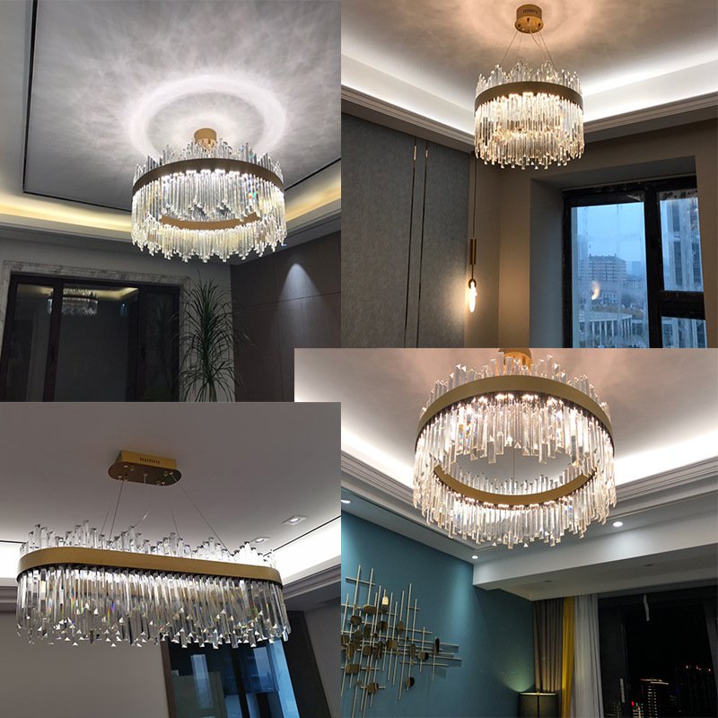 Modern Style Vintage Cheap Nordic Modern K9 Crystal Chandelier Living Room Nordic Gold Luxury Pendant Light