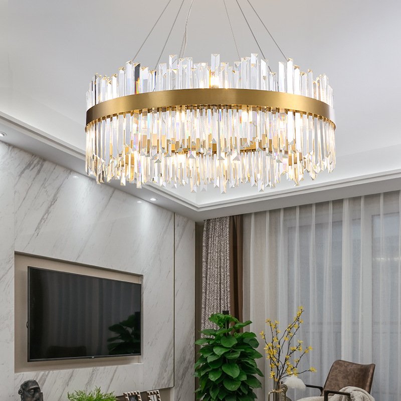 Modern Style Vintage Cheap Nordic Modern K9 Crystal Chandelier Living Room Nordic Gold Luxury Pendant Light