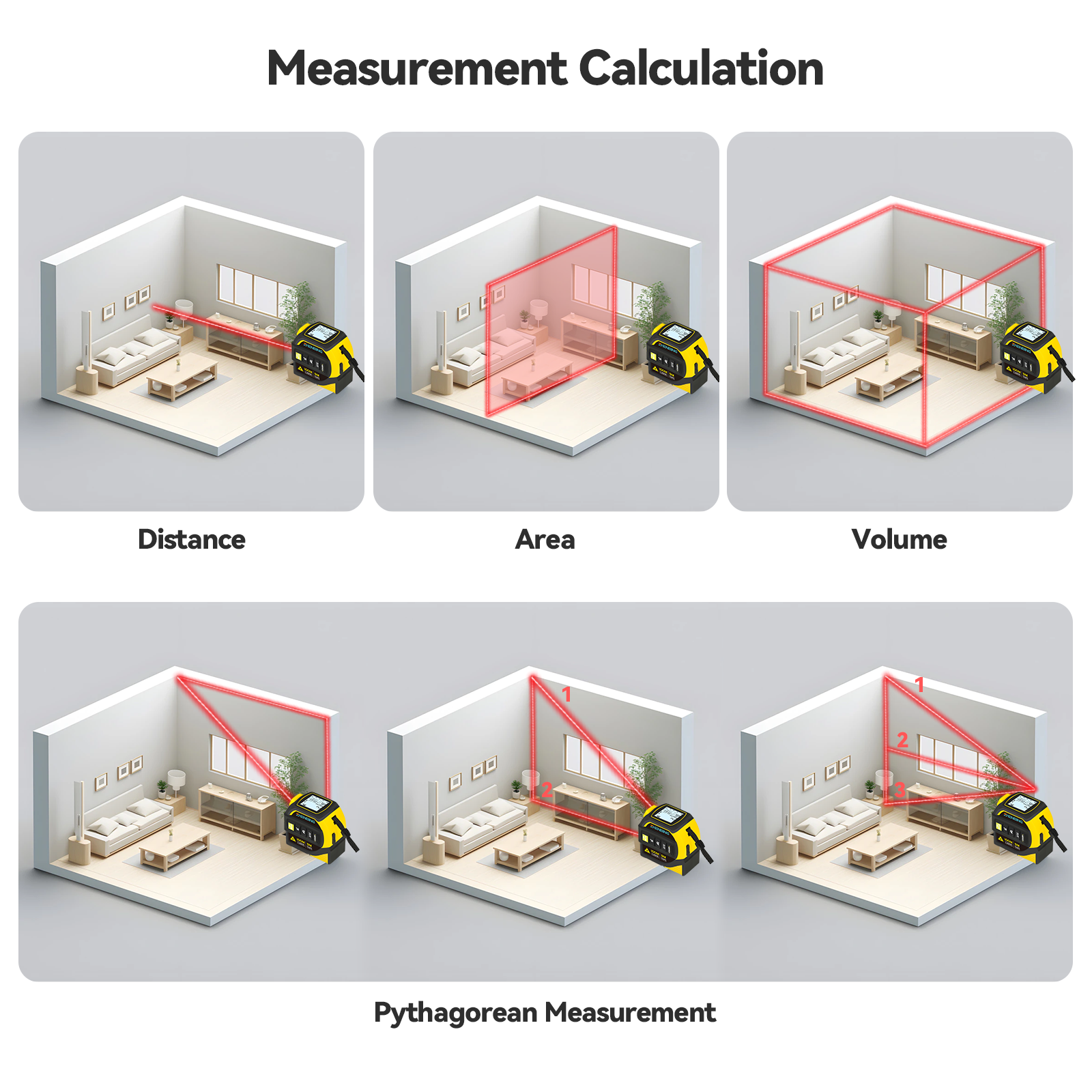 ZHENBING 40M Digital Intelligence Display Laser Distance Meter 5M Auto Lock Steel Tape Measure with Electric Angle