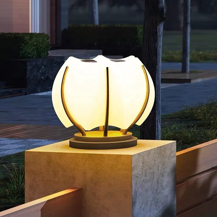 Lotus Shaped Pillar Lamp Solar Villa Garden Landscape Lawn Courtyard and Street Pillar Lamp Post Light Pillar Table Lamp
