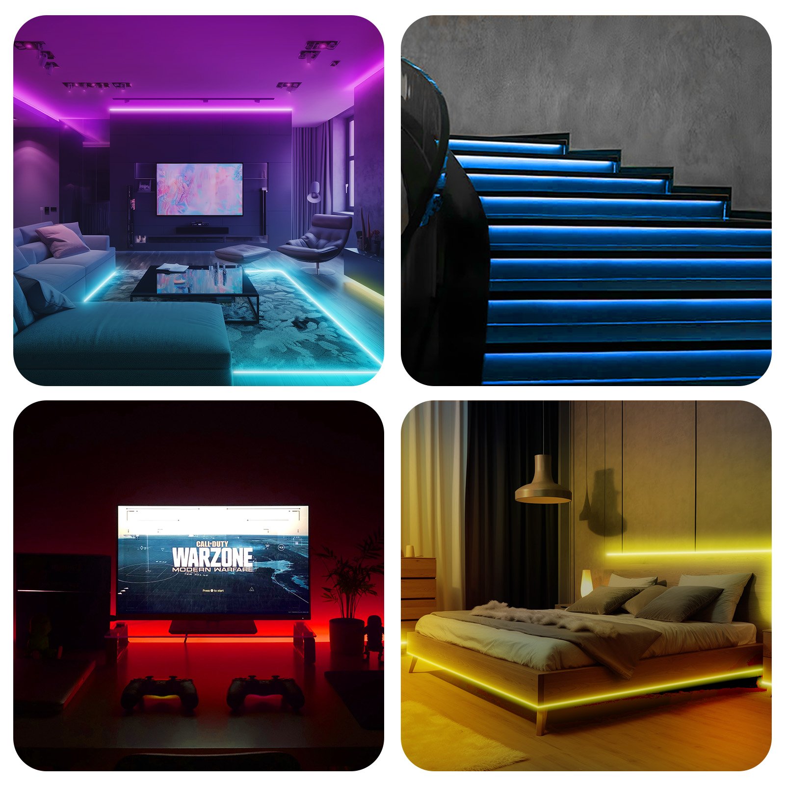 Feican COB LED Strip Light Flexible High Density Uniform Bright 324LEDs 10mm Waterproof Single Color LED Strip Light
