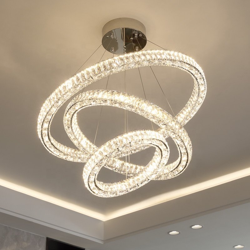 LED Modern Simple Luxury Crystal Chandelier for Living Room Hotel Restaurant Ring Chandelier Modern Chandeliers Pendant Light