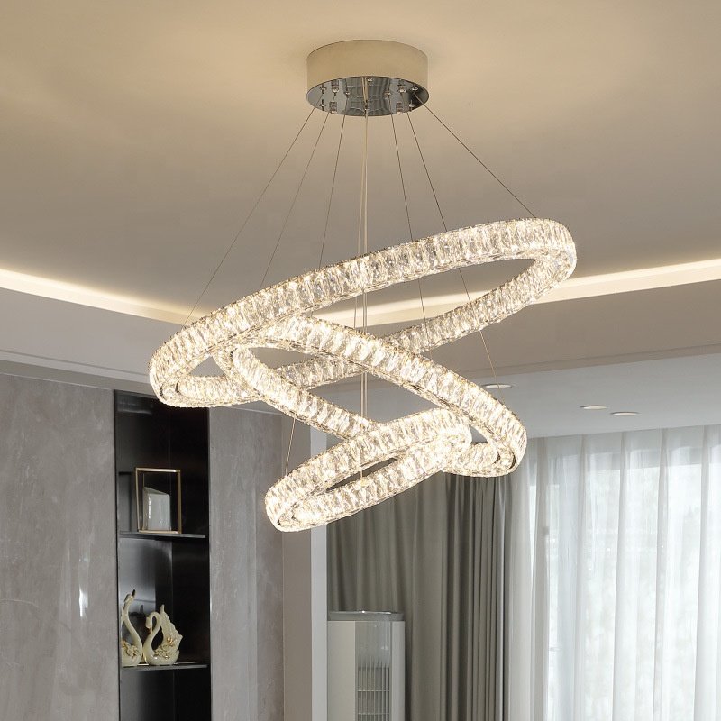 LED Modern Simple Luxury Crystal Chandelier for Living Room Hotel Restaurant Ring Chandelier Modern Chandeliers Pendant Light