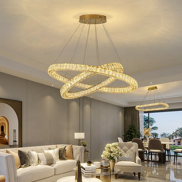 LED Modern Simple Luxury Crystal Chandelier for Living Room Hotel Restaurant Ring Chandelier Modern Chandeliers Pendant Light