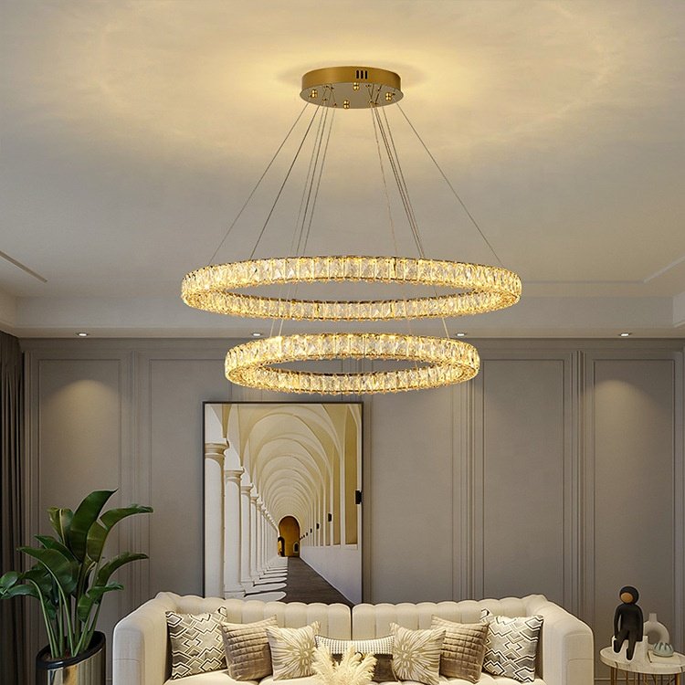 LED Modern Simple Luxury Crystal Chandelier for Living Room Hotel Restaurant Ring Chandelier Modern Chandeliers Pendant Light