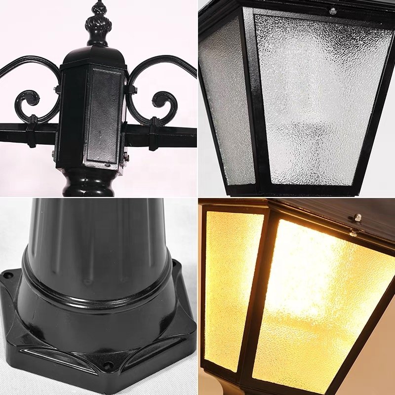 2 European Style Landscape Outdoor Solar Garden Lamp Posts, LED Decorative Courtyard Lawn Street Lights